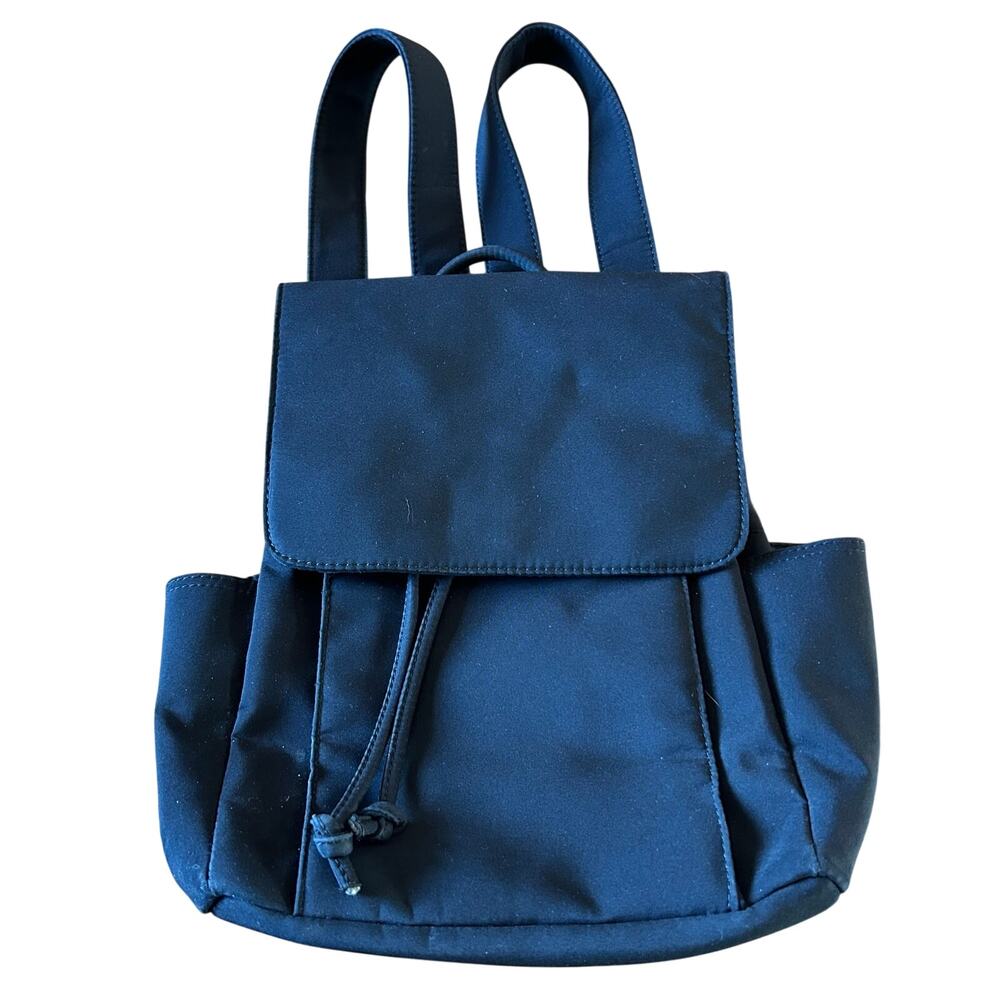Talbots Black Polyester Flapover Backpack Bag Pockets Travel Business